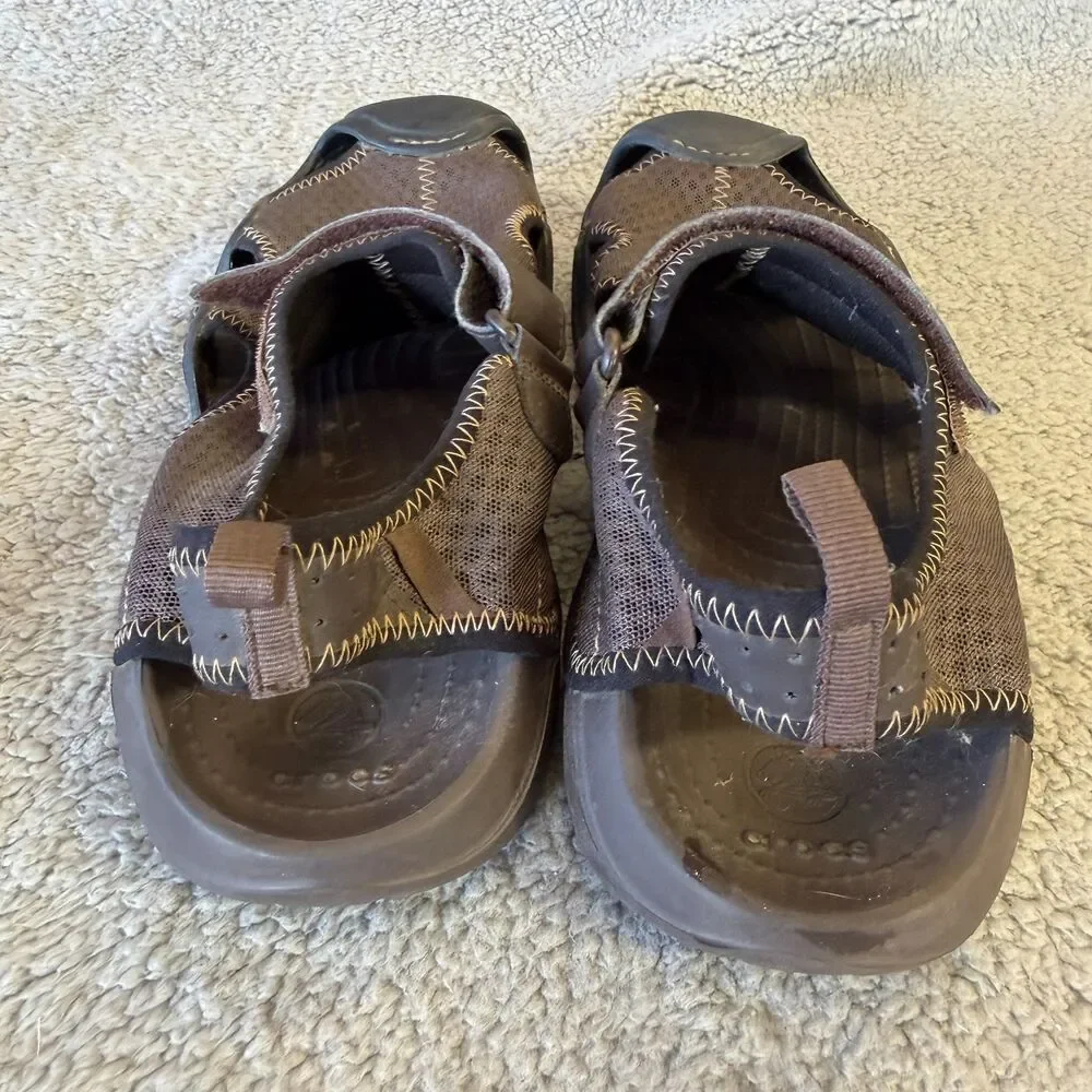 CROCS Sandals Men 11 Mesh Closed Toe Sport 15041 Swiftwater Water Shoes Beach